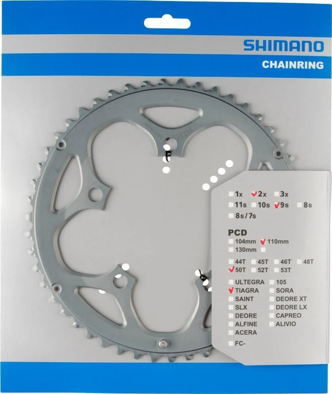 Shimano Tiagra Compact 9-fach 50 Für 34 Zähne Silber (F-Type) Y-1HA98040 3 Shimano Tiagra Compact 9-fach 50 Für 34 Zähne Silber (F-Type) Y-1HA98040