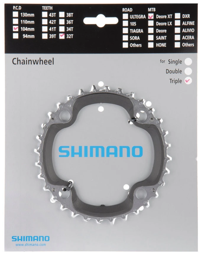 Shimano XT Ab 2008 4-Arm 9-fach 32 Zähne AA-Type IG Stahl / Verbundwerkstoff Sil-schw. Y-1J198020 3 Shimano XT Ab 2008 4-Arm 9-fach 32 Zähne AA-Type IG Stahl / Verbundwerkstoff Sil-schw. Y-1J198020